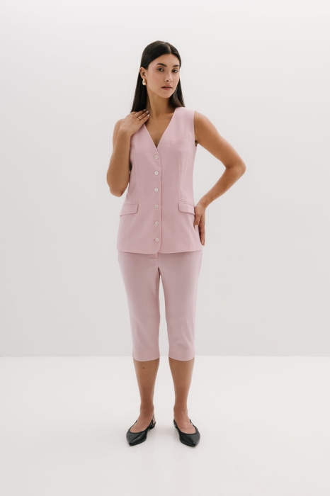 Spodnie Capri wełniane, różowe