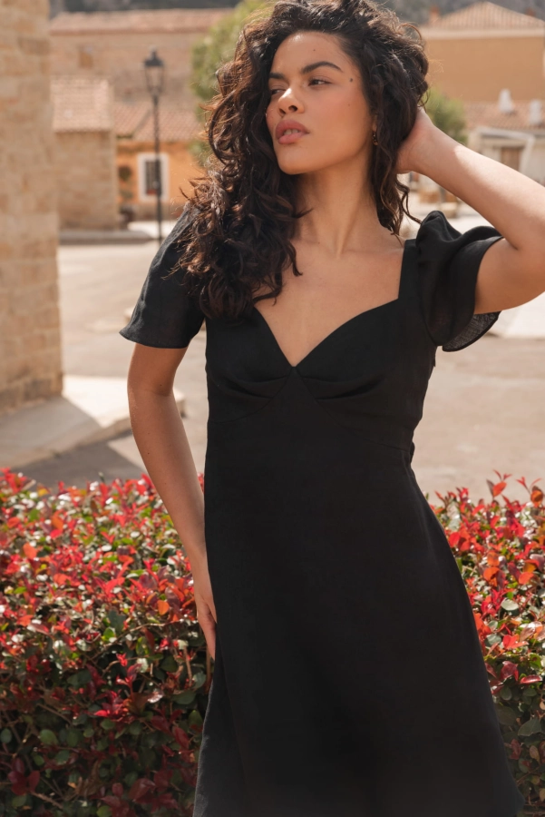 Sukienka Violet lniana, czarna