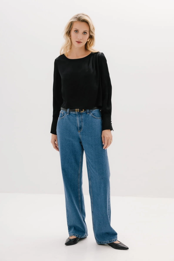 Bluzka Wave wiskozowa, czarna