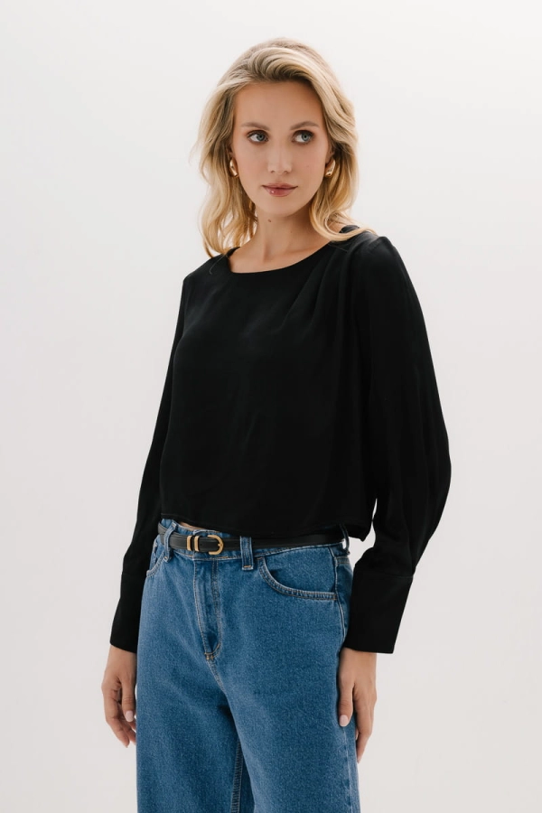 Bluzka Wave wiskozowa, czarna