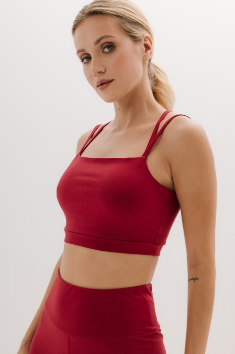 Top bawełniany Sculpt, czerwony