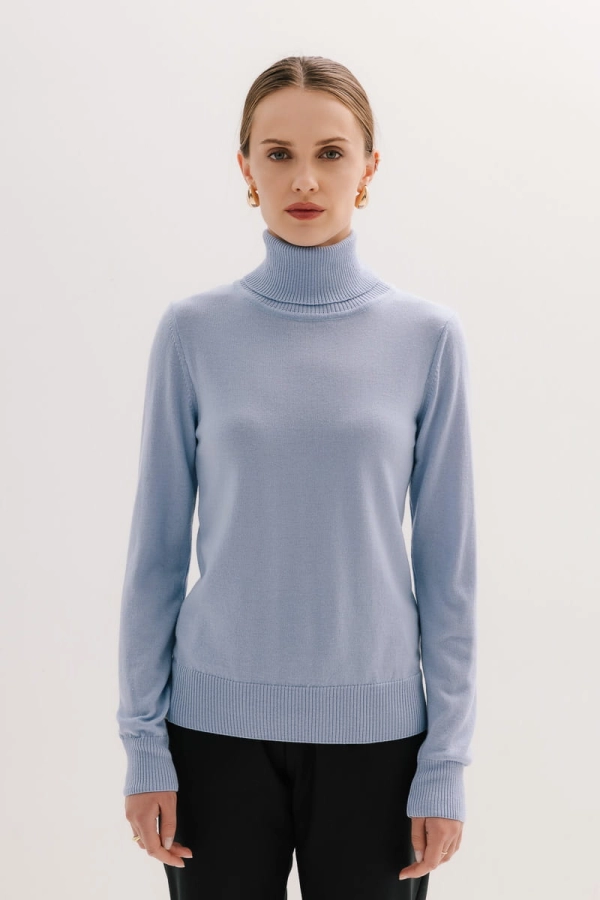 Golf Daisy z wełny merino, niebieski