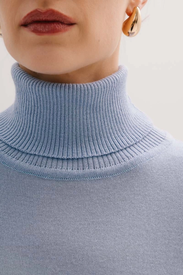 Golf Daisy z wełny merino, niebieski