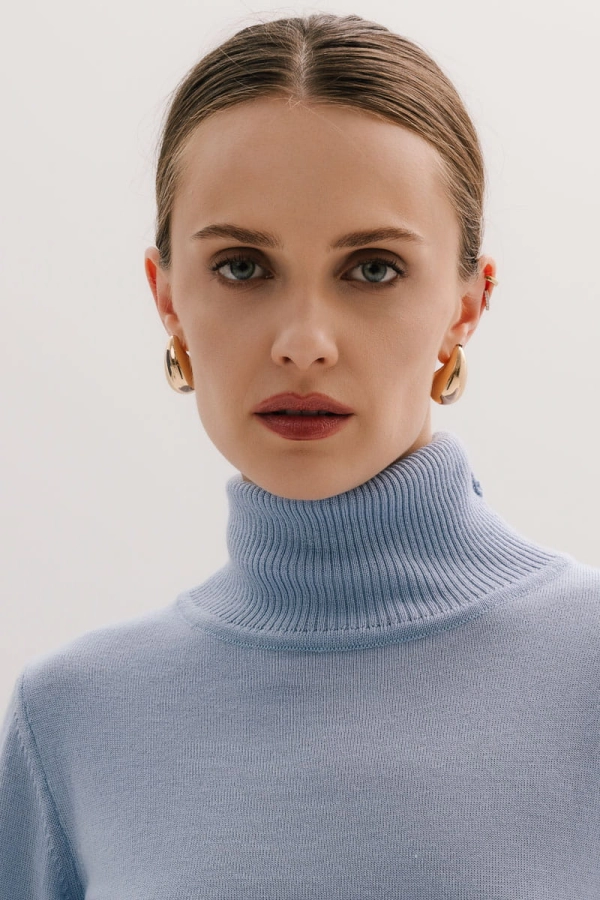 Golf Daisy z wełny merino, niebieski