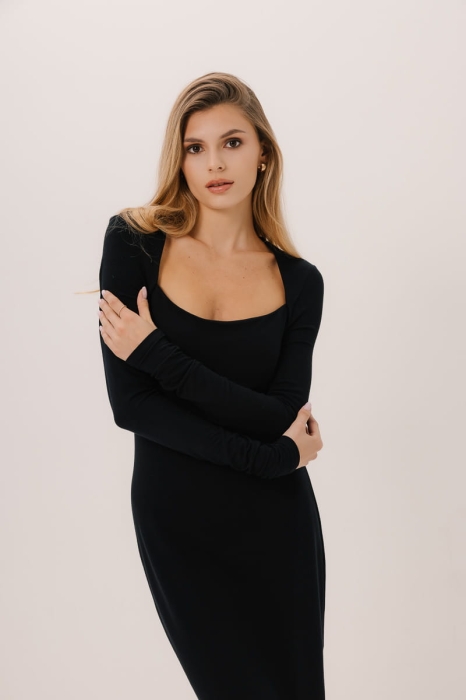 Sukienka midi Porto z bambusa, czarna