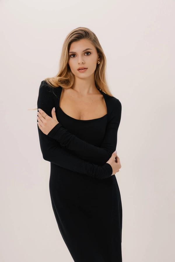 Sukienka midi Porto z bambusa, czarna