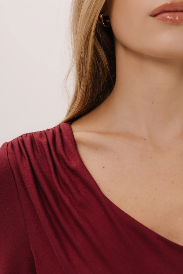 Sukienka mini Bardot, z bambusa, czerwona