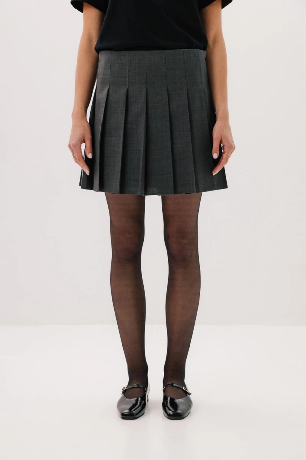 Spódnica plisowana wełniana Chloe, szara
