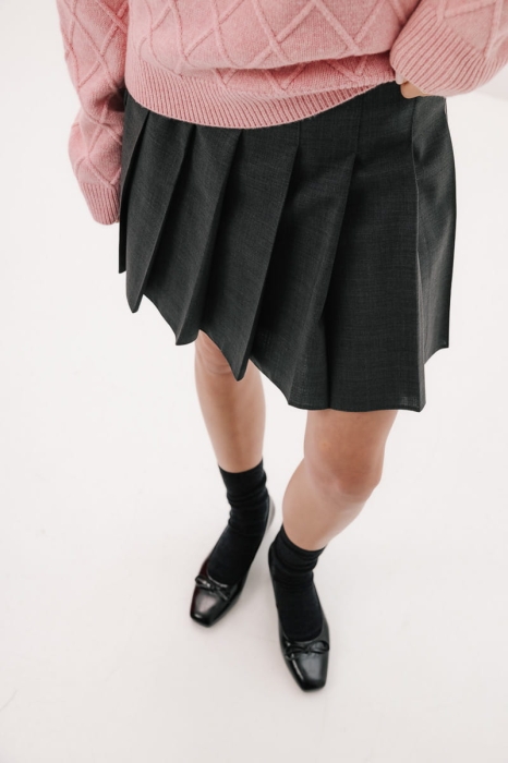 Spódnica plisowana wełniana Chloe, szara