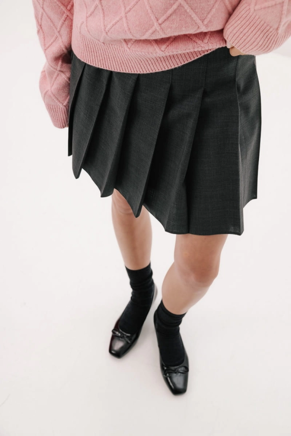 Spódnica plisowana wełniana Chloe, szara