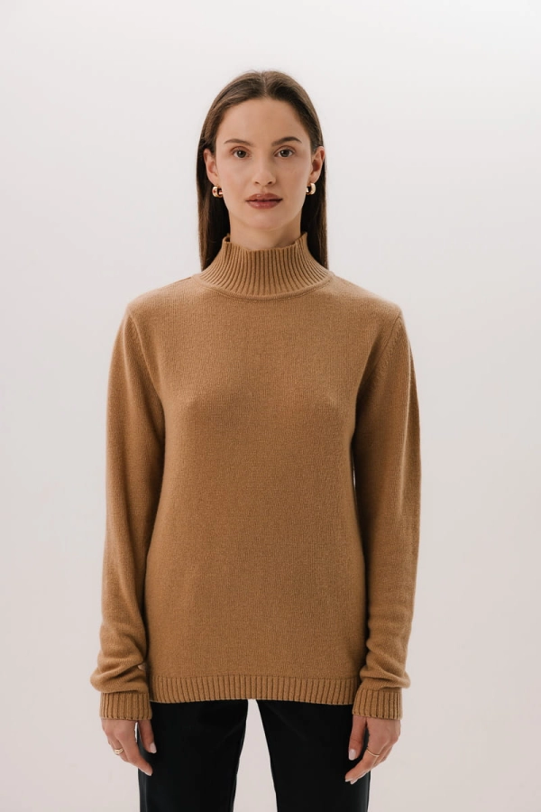 Sweter Mild wełniany, beżowy