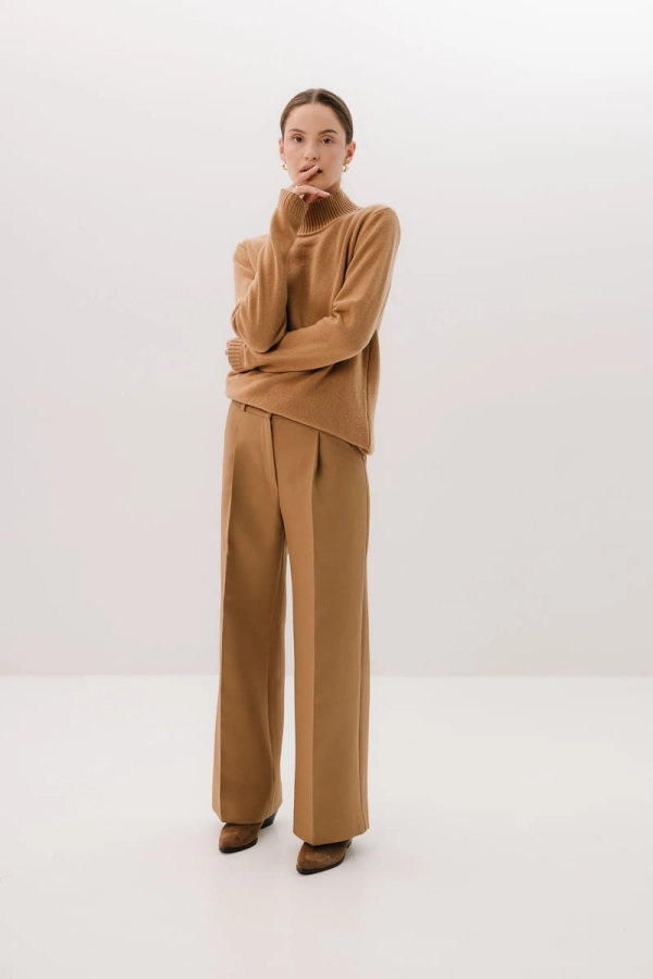 Sweter Mild wełniany, beżowy