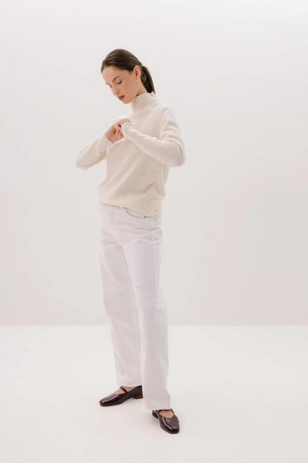 Sweter Mild wełniany, kremowy