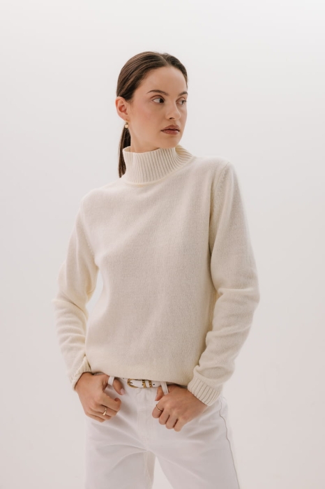 Sweter Mild wełniany, kremowy