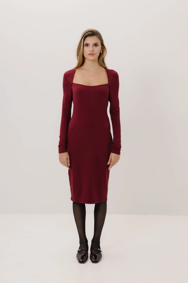 Sukienka midi Porto z bambusa, czerwona