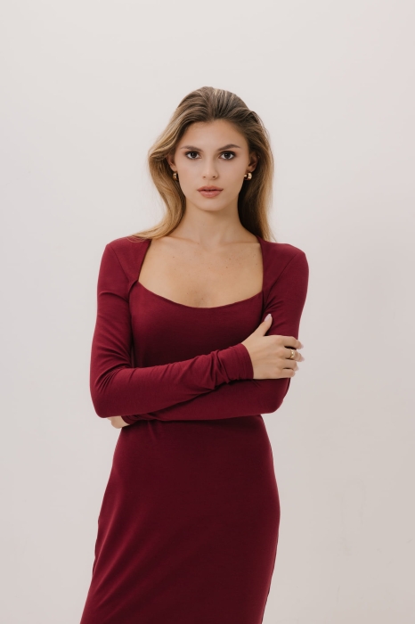 Sukienka midi Porto z bambusa, czerwona