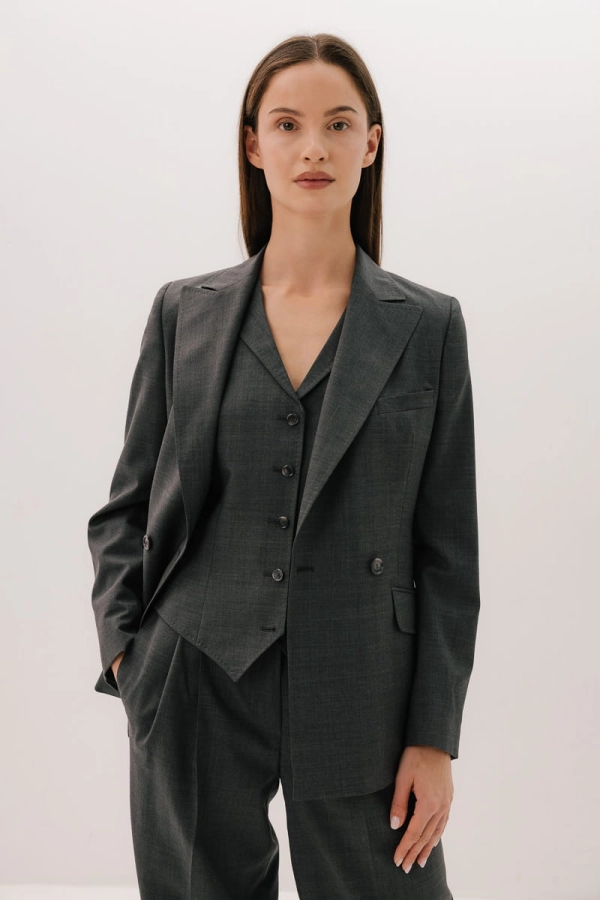 Marynarka dwurzędowa wełniana Eterno, szara