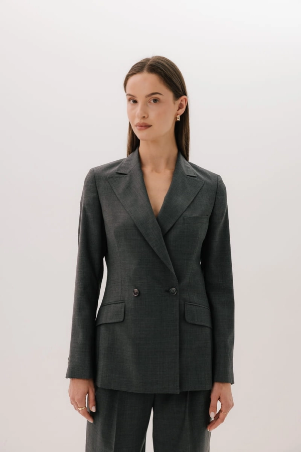 Marynarka dwurzędowa wełniana Eterno, szara