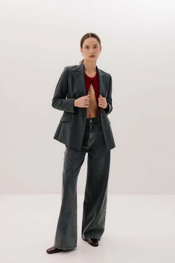 Marynarka dwurzędowa wełniana Eterno, szara