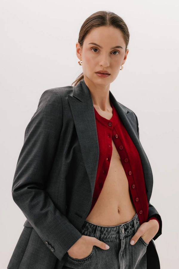 Marynarka dwurzędowa wełniana Eterno, szara