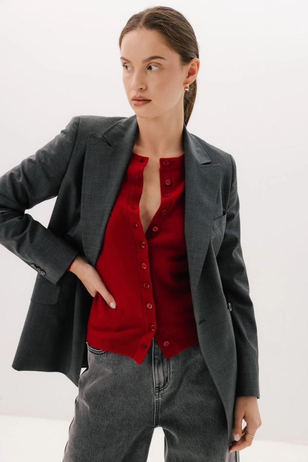 Marynarka dwurzędowa wełniana Eterno, szara