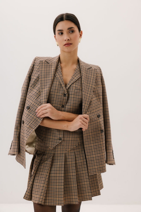 Spódnica Chloe wełniana mini, w kratkę