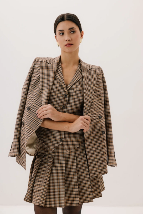 Spódnica Chloe wełniana mini, w kratkę