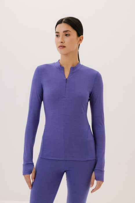 Longsleeve Traverse wełniany, jasnofioletowy