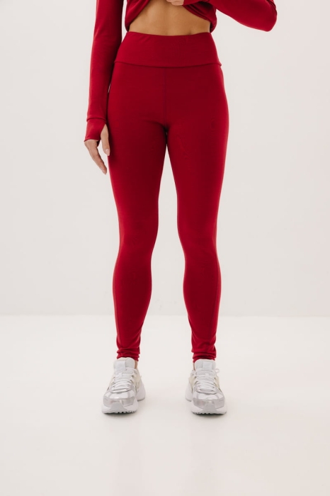 Legginsy Trail wełniane, czerwone