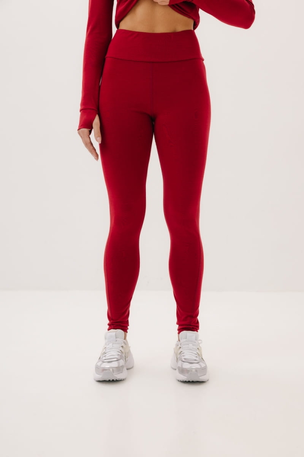 Legginsy Trail wełniane, czerwone