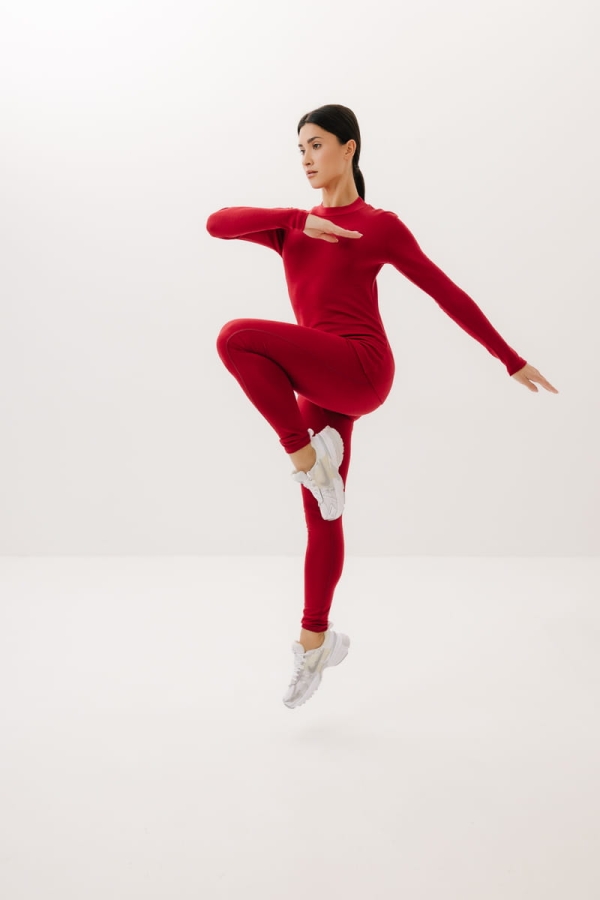 Legginsy Trail wełniane, czerwone