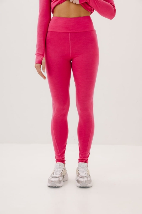 Legginsy Trail wełniane, różowe