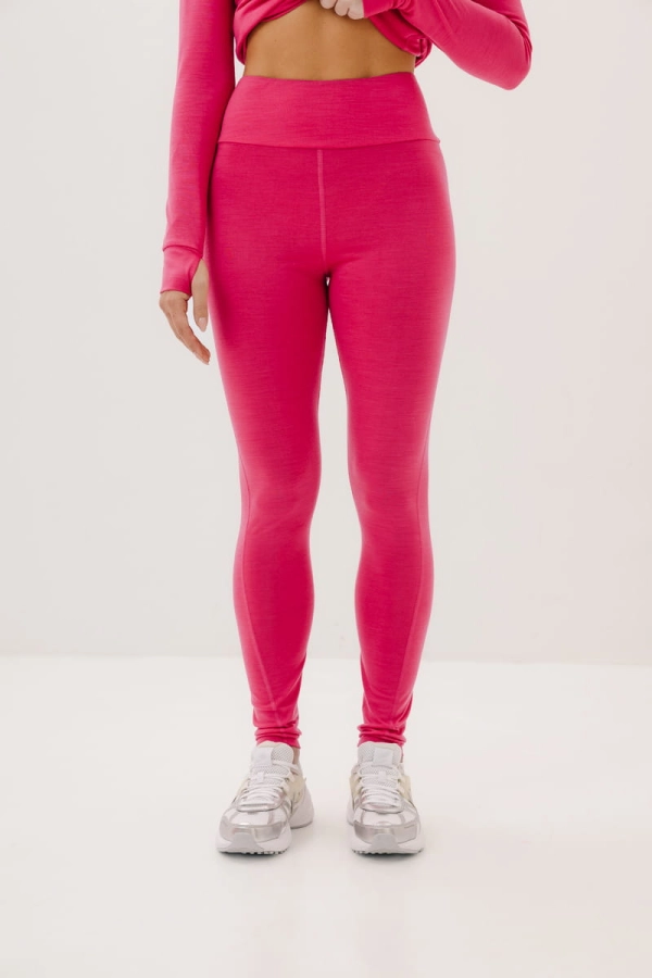 Legginsy Trail wełniane, różowe