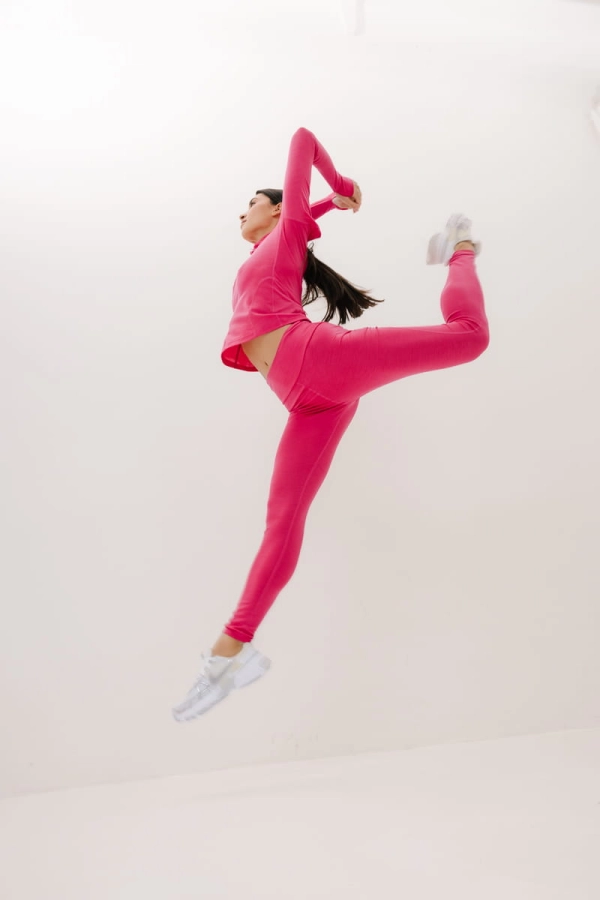 Legginsy Trail wełniane, różowe