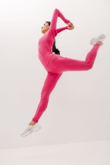 Legginsy Trail wełniane, różowe