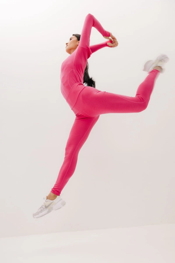 Legginsy Trail wełniane, różowe