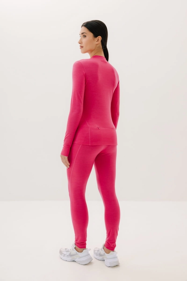 Legginsy Trail wełniane, różowe