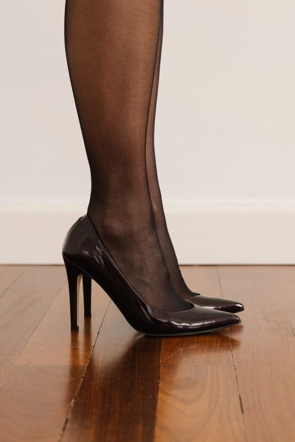 Szpilki Raw ze skóry lakierowanej, bordowe