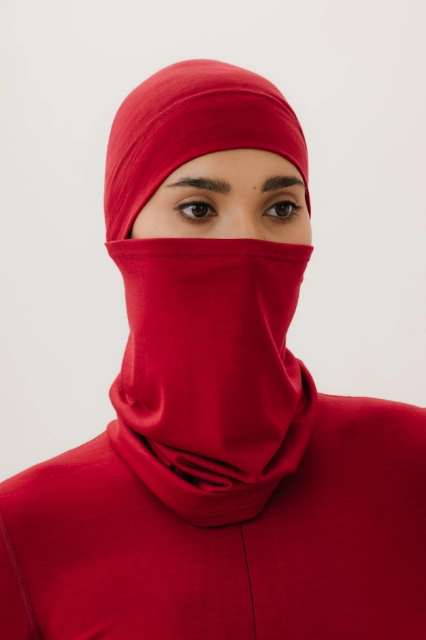 Komin wełniany, czerwony