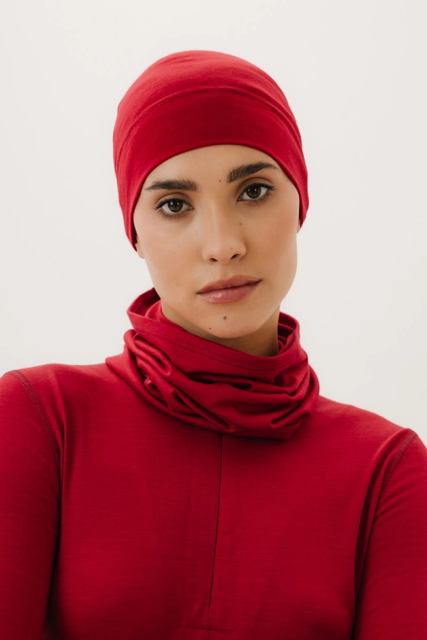 Komin wełniany, czerwony