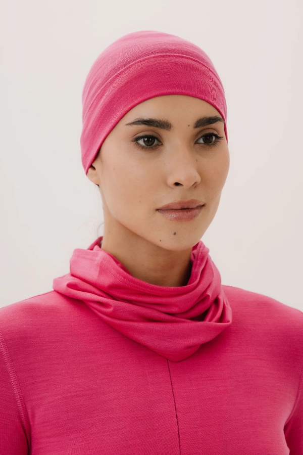 Czapka jednowarstwowa wełniana, różowa