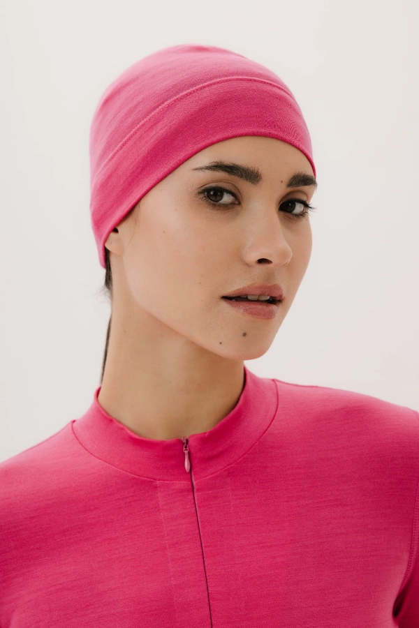 Czapka jednowarstwowa wełniana, różowa