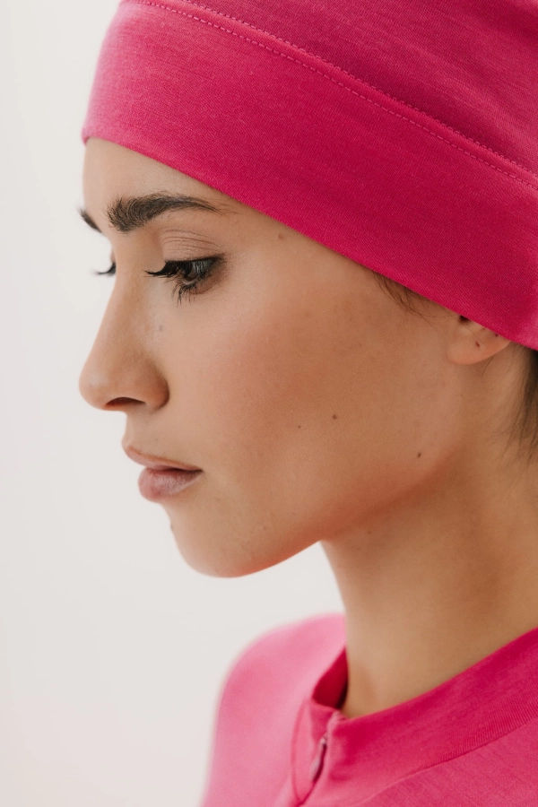 Czapka jednowarstwowa wełniana, różowa