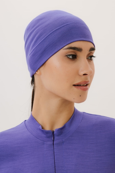 Czapka jednowarstwowa wełniana, jasnofioletowa