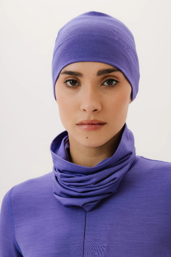 Czapka jednowarstwowa wełniana, jasnofioletowa