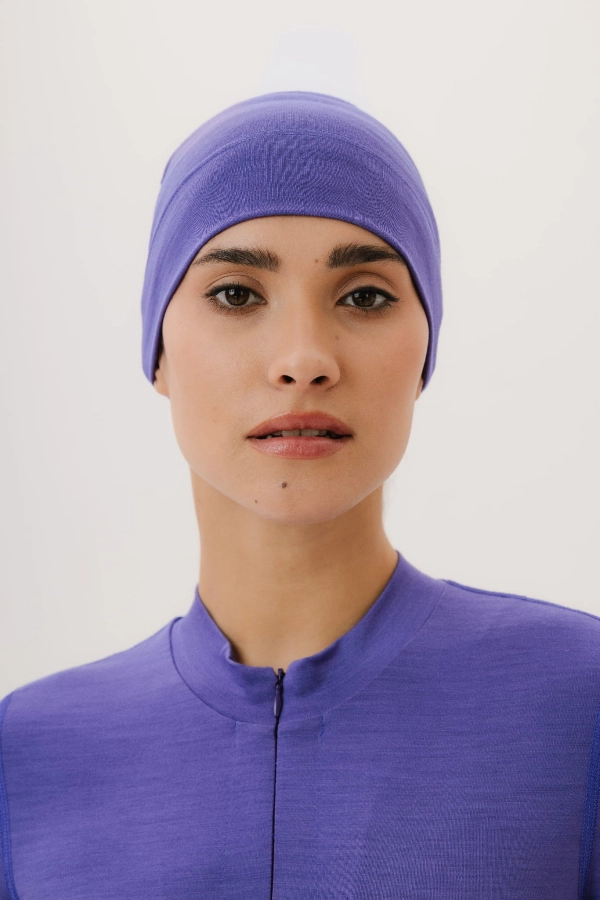 Czapka jednowarstwowa wełniana, jasnofioletowa