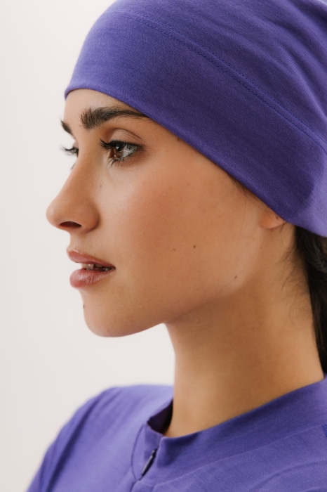 Czapka jednowarstwowa wełniana, jasnofioletowa