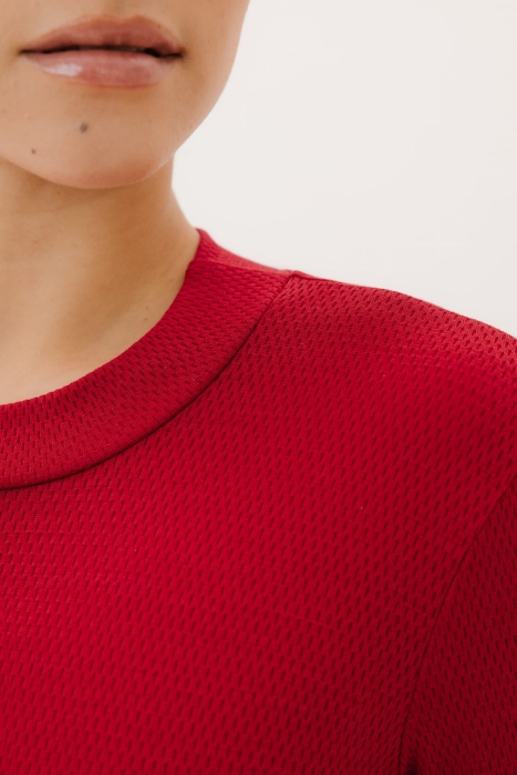 Longsleeve wełniany Warm Flow, czerwony