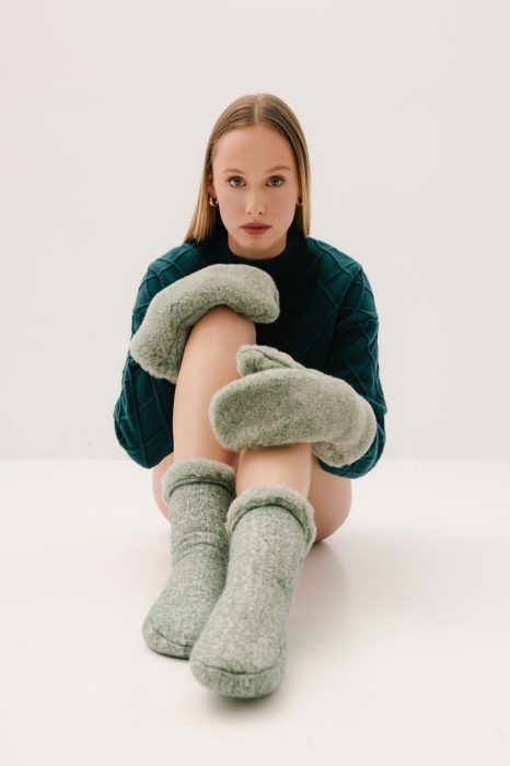 Skarpety Cieplej się nie da wełniane, zielone