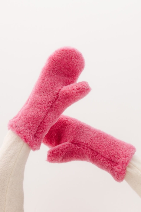 Rękawice Cieplej się nie da wełniane, różowe